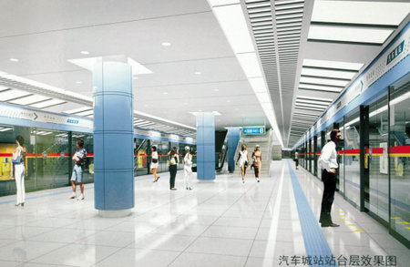 汽车城站站台层效果。图片来源：钱江晚报