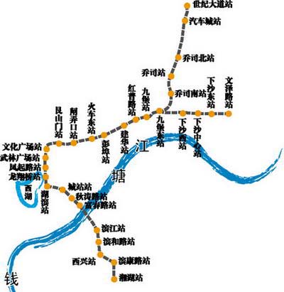 杭州地铁1号线48公里设30个站